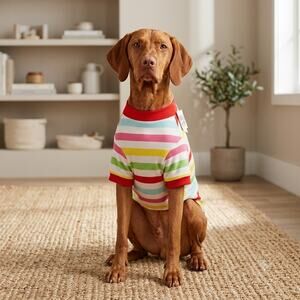 Make Merry Nordstrom Rainbow Striped Dog Shirt Size Large/XL